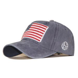 American Flag Navy Patch Patriotic Dad Hat Adjustable Baseball Cap NWOT